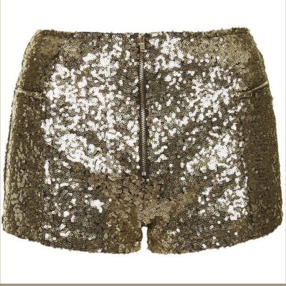 WYLDR High Waist Gold Sequin Shorts